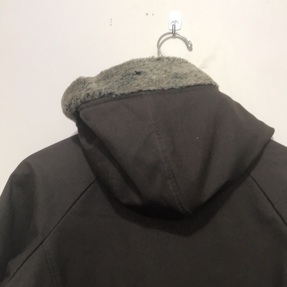 COLUMBIA brown faux fur hood lining zipper front jacket size Large - Picture 6 of 10